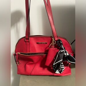 Steve Madden. Red Leather Purse with Scarf and Change Purse.
